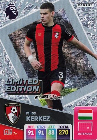 Sticker Milos Kerkez - English Premier League 2024-2025. Adrenalyn XL
 n. LE-MK - Panini