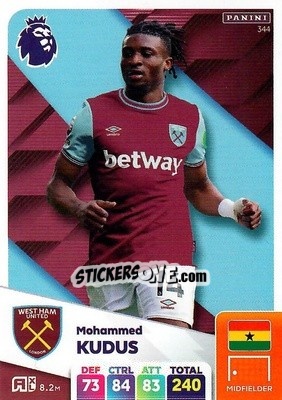 Sticker Mohammed Kudus - English Premier League 2024-2025. Adrenalyn XL
 n. 344 - Panini