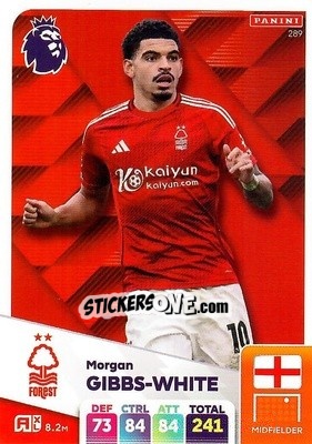 Sticker Morgan Gibbs-White - English Premier League 2024-2025. Adrenalyn XL
 n. 289 - Panini