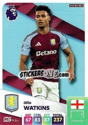Sticker Ollie Watkins - English Premier League 2024-2025. Adrenalyn XL
 n. 62 - Panini