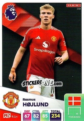 Sticker Rasmus Højlund - English Premier League 2024-2025. Adrenalyn XL
 n. 258 - Panini