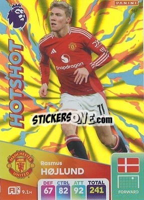 Sticker Rasmus Højlund - English Premier League 2024-2025. Adrenalyn XL
 n. 467 - Panini