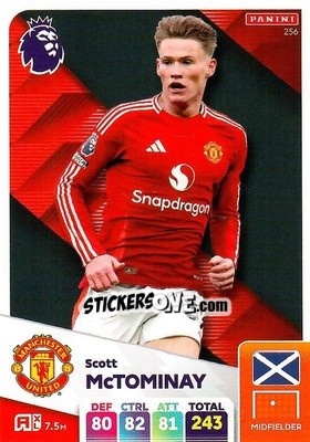 Sticker Scott McTominay - English Premier League 2024-2025. Adrenalyn XL
 n. 256 - Panini