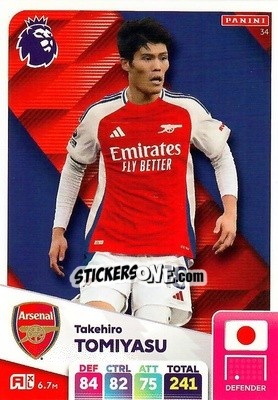 Sticker Takehiro Tomiyasu - English Premier League 2024-2025. Adrenalyn XL
 n. 34 - Panini