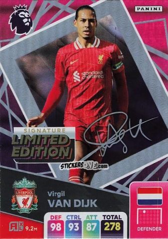 Figurina Virgil van Dijk - English Premier League 2024-2025. Adrenalyn XL
 n. LEPS-VVD - Panini