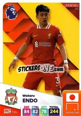 Sticker Wataru Endo - English Premier League 2024-2025. Adrenalyn XL
 n. 215 - Panini