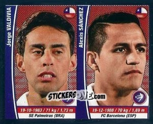Sticker Jorge Valdivia / Alexis Sanchez - Copa Mundial Brasil 2014 n. 110r - Navarrete