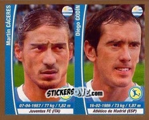 Sticker Martín Cáceres / Diego Godin - Copa Mundial Brasil 2014 n. 214 - Navarrete