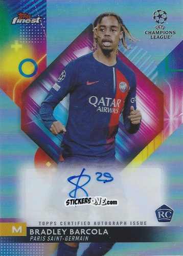 Figurina Bradley Barcola - Finest UEFA Club Competitions 2023-2024
 n. A-BB - Topps