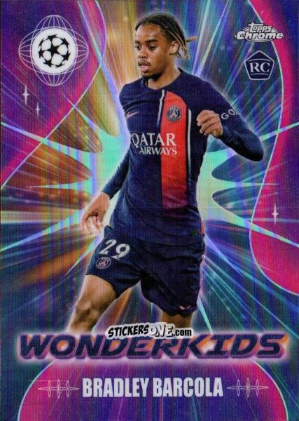 Sticker Bradley Barcola - UEFA Club Competitions Chrome 2023-2024
 n. WK-9 - Topps