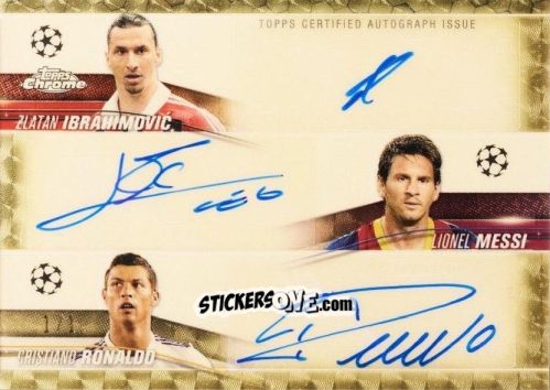 Figurina Zlatan Ibrahimović / Lionel Messi / Cristiano Ronaldo - UEFA Club Competitions Chrome 2023-2024
 n. TA-IMR - Topps