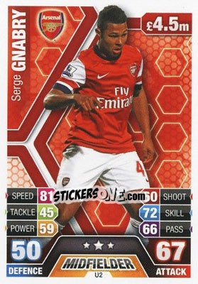 Sticker Serge Gnabry - English Premier League 2013-2014. Match Attax Extra n. U2 - Topps