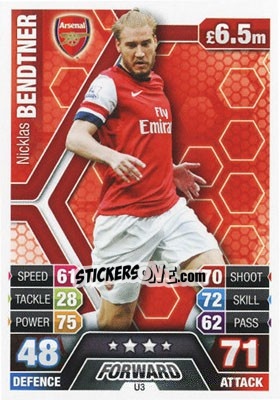 Sticker Nicklas Bendtner - English Premier League 2013-2014. Match Attax Extra n. U3 - Topps