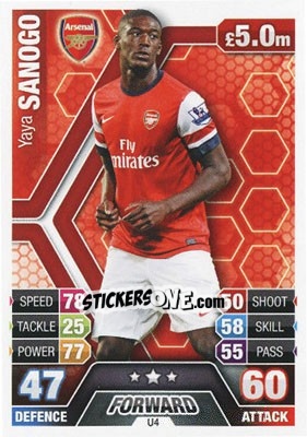 Sticker Yaya Sanogo - English Premier League 2013-2014. Match Attax Extra n. U4 - Topps