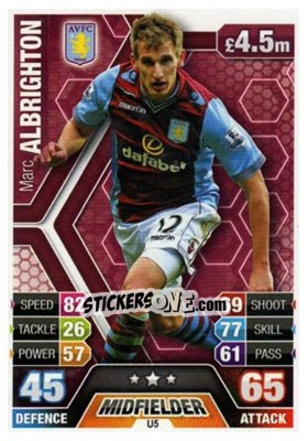 Sticker Marc Albrighton - English Premier League 2013-2014. Match Attax Extra n. U5 - Topps