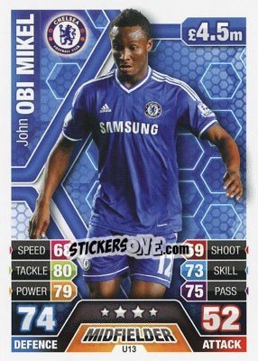 Sticker John Obi Mikel - English Premier League 2013-2014. Match Attax Extra n. U13 - Topps