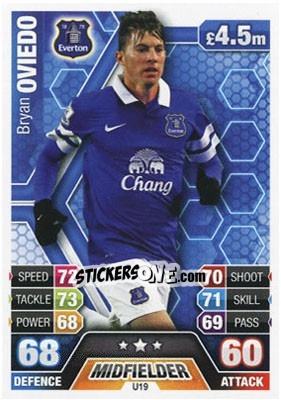 Sticker Bryan Oviedo - English Premier League 2013-2014. Match Attax Extra n. U19 - Topps