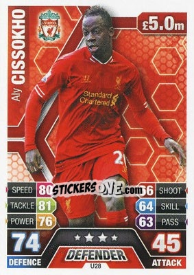 Sticker Aly Cissokho - English Premier League 2013-2014. Match Attax Extra n. U28 - Topps