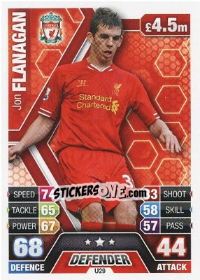 Sticker Jon Flanagan - English Premier League 2013-2014. Match Attax Extra - Topps