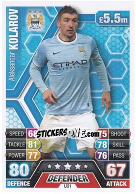 Sticker Aleksandar Kolarov - English Premier League 2013-2014. Match Attax Extra n. U31 - Topps