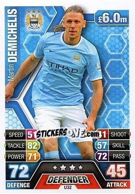 Sticker Martin Demichelis - English Premier League 2013-2014. Match Attax Extra n. U32 - Topps
