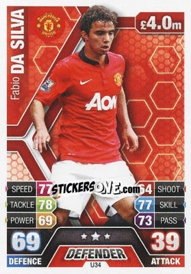 Figurina Fabio Da Silva - English Premier League 2013-2014. Match Attax Extra n. U34 - Topps
