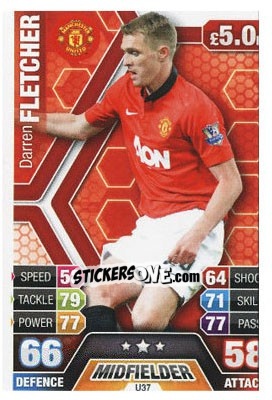 Sticker Darren Fletcher - English Premier League 2013-2014. Match Attax Extra n. U37 - Topps