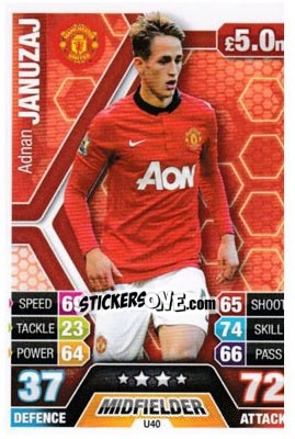 Sticker Adnan Januzaj - English Premier League 2013-2014. Match Attax Extra n. U40 - Topps