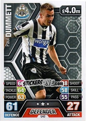 Sticker Paul Dummett - English Premier League 2013-2014. Match Attax Extra n. U43 - Topps
