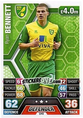 Sticker Ryan Bennett - English Premier League 2013-2014. Match Attax Extra n. U45 - Topps