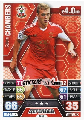 Sticker Calum Chambers - English Premier League 2013-2014. Match Attax Extra n. U48 - Topps