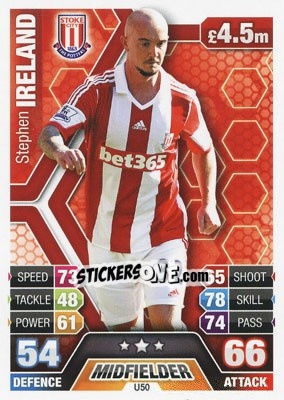 Sticker Stephen Ireland - English Premier League 2013-2014. Match Attax Extra n. U50 - Topps