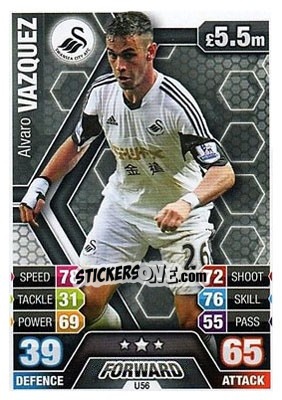 Sticker Álvaro Vázquez - English Premier League 2013-2014. Match Attax Extra n. U56 - Topps