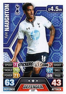 Sticker Kyle Naughton - English Premier League 2013-2014. Match Attax Extra n. U57 - Topps