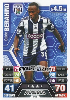 Cromo Saido Berahino - English Premier League 2013-2014. Match Attax Extra n. U63 - Topps