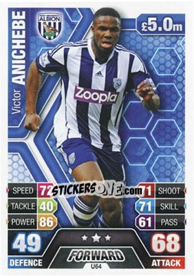 Sticker Victor Anichebe - English Premier League 2013-2014. Match Attax Extra n. U64 - Topps