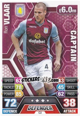 Sticker Ron Vlaar - English Premier League 2013-2014. Match Attax Extra n. C2 - Topps