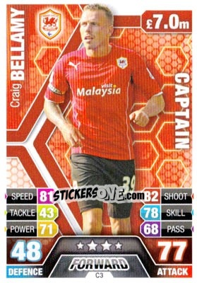 Sticker Craig Bellamy - English Premier League 2013-2014. Match Attax Extra n. C3 - Topps