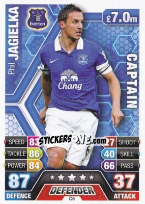 Sticker Phil Jagielka - English Premier League 2013-2014. Match Attax Extra n. C6 - Topps