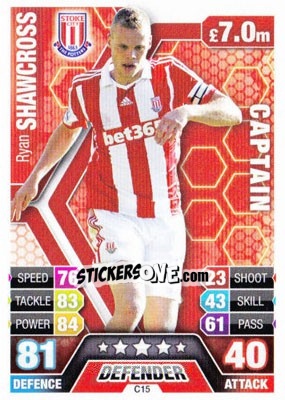 Sticker Ryan Shawcross - English Premier League 2013-2014. Match Attax Extra n. C15 - Topps
