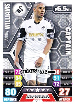 Sticker Ashley Williams - English Premier League 2013-2014. Match Attax Extra n. C17 - Topps