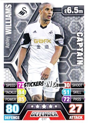 Figurina Ashley Williams - English Premier League 2013-2014. Match Attax Extra - Topps