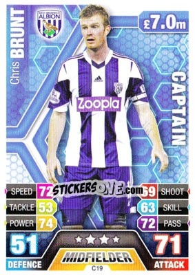 Sticker Chris Brunt - English Premier League 2013-2014. Match Attax Extra n. C19 - Topps