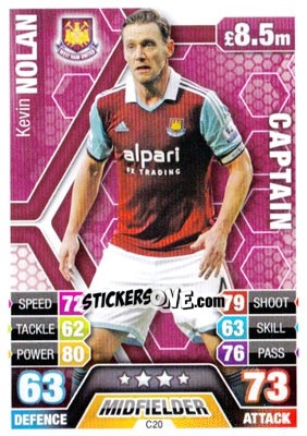 Sticker Kevin Nolan - English Premier League 2013-2014. Match Attax Extra n. C20 - Topps