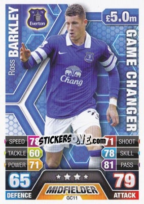 Sticker Ross Barkley - English Premier League 2013-2014. Match Attax Extra n. GC11 - Topps