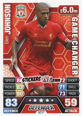 Sticker Glen Johnson - English Premier League 2013-2014. Match Attax Extra n. GC17 - Topps