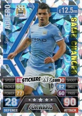 Sticker Sergio Aguero - English Premier League 2013-2014. Match Attax Extra n. GC20 - Topps