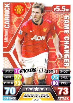 Sticker Michael Carrick - English Premier League 2013-2014. Match Attax Extra n. GC21 - Topps