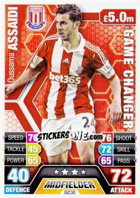 Sticker Oussama Assaidi - English Premier League 2013-2014. Match Attax Extra - Topps