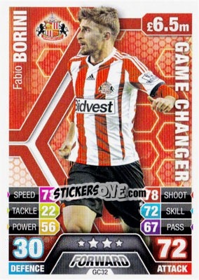 Sticker Fabio Borini - English Premier League 2013-2014. Match Attax Extra n. GC32 - Topps